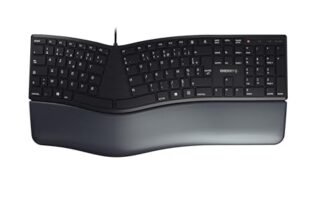 CHERRY KC 4500 ERGO, Tastiera Ergonomica, Layout per la Francia (AZERTY), Con Filo, Poggiapolsi Imbottito con Memory Foam, Tastierina Arcuata, Nero