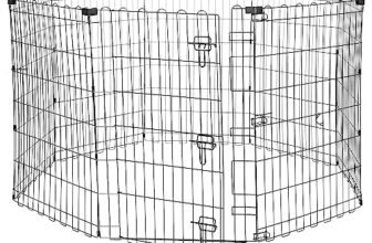 Amazon Basics Foldable Octagonal Metal Exercise Dog Playpen – Indoor/Outdoor, Single Door, Medium (8 Panels, 24 x 36), Easy to assemble and store, 36″ – Medium, Black