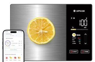 Bilancia da cucina digitale con calcolo nutrizionale, bilancia alimentare con 24 analisi nutrizionali, 5 kg in acciaio inox, display a colori TFT, 50 offline e analisi calorie illimitate tramite app