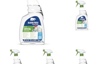SANITEC igiene sicura Vetri Green Power – Detergente Spray Ecologico Multiuso per Vetri, Cristalli e Specchi – 750 ml (Confezione da 5)
