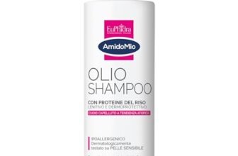 Euphidra – AmidoMio Olio Shampoo con Olio di Riso, Azione Ristrutturante e Antiprurito, Proprietà Nutrienti ed Emolienti, Protegge il cuoio Capellutio, per Capelli Delicati, 200 ml