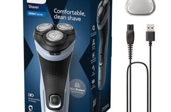 Philips rasoio elettrico serie 3000x – Rasoio elettrico Wet & Dry per uomo colore blu cielo, con tecnologia SkinProtect, rifinitore a scomparsa, rasoio ergonomico per uomo (modello X3053/00)