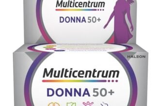 Multicentrum Donna 50+ Integratore Multivitaminico completo, con Magnesio, Vitamina A, D, B12, Calcio, per combattere stanchezza e affaticamento per Donne oltre 50 anni, 60 Compresse