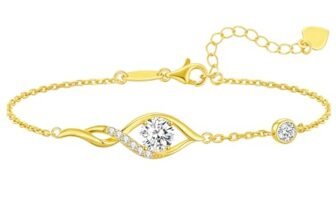 LOUISA SECRET Bracciale Donna Moissanite,Simbolo Cuore Infinito con Brillantini,Gioielli da Lei Placcato in Oro 18K,Regalo per San Valentino,Compleanno,Festa della Mamma