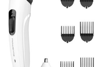 Rowenta Trim & Style 8 in 1, Regolabarba Multifunzione da Uomo, Lame Autoaffilanti in Acciaio Inox, 6 Pettini Fissi, Accessorio Naso e Orecchie, TN8934E0