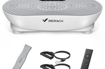 MERACH Pedana Vibrante Per Allenamento E Modellamento, Con 99 Livelli Di Velocità, Altoparlante Bluetooth Integrato, Touchscreen Led, Corde Elastiche (Bianco)