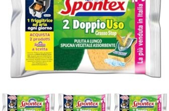 Spontex Doppiouso, Spugna Vegetale Assorbente, Anti Grasso, 2 Unità (Confezione da 4)