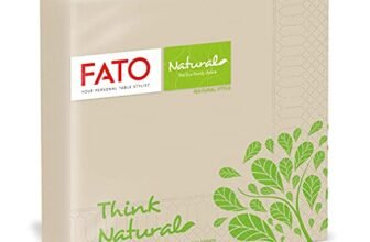 Fato – Tovaglioli Natural di Carta Monouso Piegati in 4, Ecologici, Confezione da 50 tovaglioli, Formato 33×33, 2 veli, Decoro Natural Style, Carta 100% di Fibre Riciclate