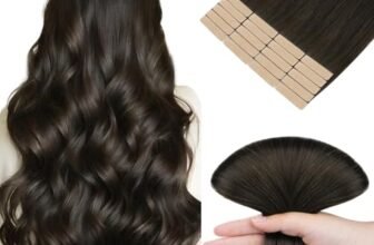 hotbanana – Extension adesive per capelli veri Remy, 35 cm/14 pollici, 10 pezzi da 25 g, marrone scuro, lisci