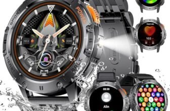 ESFOE Smartwatch Uomo, 1.43″ AMOLED Smartwatch Militare Uomo Fitness con Chiamate Bluetooth Orologio Intelligente Impermeabile 5ATM/120 Modalità Sportive/530mAh/Torcia/Cardiofrequenzimetro, Mezzanotte