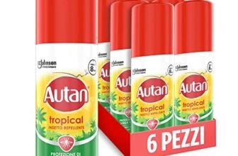 Autan Tropical Mini Spray Antizanzare Forte, Repellente Zanzare Azione Protettiva Duratura, Fino a 8h di protezione, Per Viaggi in Luoghi Tropicali, Efficace contro Virus West Nile, 6 Conf. da 50 ml