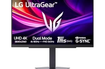 LG UltraGear 27G810A Monitor Gaming 27″ UHD 4K 180Hz / FHD 360Hz, IPS 1ms (GtG), G-Sync Compatible, AMD FreeSync Premium, VRR, HDR 400, HDMI 2.1, DP, Hub USB, AUX, Stand regolabile, Nero