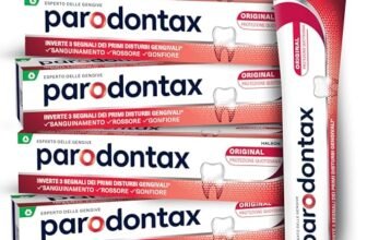 Parodontax Dentifricio Original, per Gengive Sane e Denti Forti, Uso Quotidiano, Alito Fresco, Gusto Migliorato, 4 x 75ml