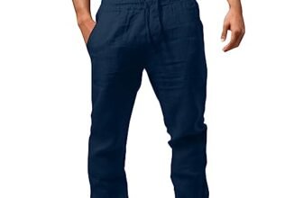 Pantaloni Uomo Estivi, Pantaloni Lino Uomo Estivi Casual Leggeri Larghi Sportivi Pantalon Elastico in Vita Comodi da Spiaggia con Tasche Pantaloncini Loose Fit Pants Comodo Morbide Pantaloncino
