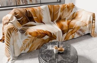 PETTI Artigiani Italiani – Telo Arredo Copridivano Copritutto in Microfibra 300×270 cm, Fantasia Palma Fango | Multiuso per Divani, Copriletto e Copritavolo | Telo Protettivo Lavabile