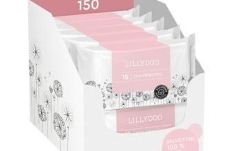 Salviettine con Prebiotici LILLYDOO, 150 pezzi (10 x 15) – Aiutano a rafforzare la naturale barriera cutanea, 100% tessuto senza plastica – Extra delicate, senza profumi, dermatologicamente testate