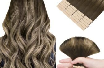 HOTBANANA Extension Capelli Veri Biadesivo, Balayage Marrone Cioccolato a Biondo Miele Extension Biadesive Capelli Veri Lisci 35cm 20pcs Remy Tape in Hair Extensions 50g