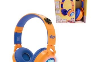 Lexibook, Naruto, casco luminoso pieghevole Bluetooth® e cablato con design 3D dell’universo di Naruto con limitazione del volume, Blu Arancione, HPBT015NA