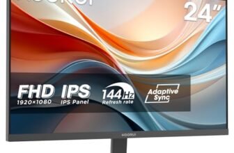 KOORUI E2411K Monitor PC 24 pollici, Full HD IPS 144HZ, 5ms, 1920×1080, Schermo PC HDMI1.4 e VGA, VESA 100×100 mm, Adaptive Sync, Inclinazione Regolabile, Pannello ultra Sottile