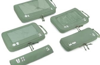 ECOHUB 5 Pezzi Organizer Valigia Compressione Salvaspazio Accessori Viaggio Utili Packing Cubes Set Organizzatore Viaggio Sacchetti Travel Essentials Kit Viaggio Aereo(Verde)
