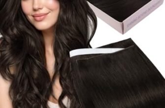 Fshine Genius PU Extension Capelli Veri Biadesivo Umani Extension Biadesive Capelli Veri Castano Scuro 45 cm 50 g 1 pc Nastro Adesivo Invisibile Lisci Matrimonio Naturali Colore 2