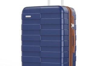 Vipbox Valigie Rigide Media 65cm (3 ANNI DI SERVIZIO VIP) Espandibile Policarbonato Ultra Leggera Trolley da Viaggio Durevole Valigia con Chiusura TSA e 4 Ruote, Blu Classico