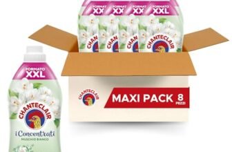 Chanteclair – Ammorbidente “I Concentrati”, Muschio Bianco, Protegge la morbidezza del bucato, Profumo Intenso e Persistente sui Capi – 8 flaconi da 1800 ml, 90 dosi