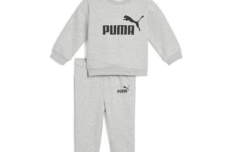 PUMA MINICATS ESS Crew Set FL INF, Abiti lavorati a maglia Unisex – Bimbi 0-24, Light Gray Heather, 68