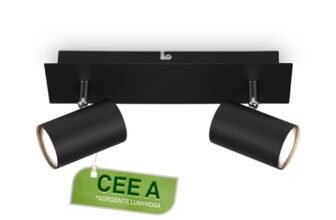 BRILONER – Lampada soffitto LED, CEE A sorgente luminosa, orientabile, 3000K bianco caldo, 2,4 W ciascuno 450 lumen, illuminazione soggiorno, cucina, camera, corridoio, 29 cm, nero