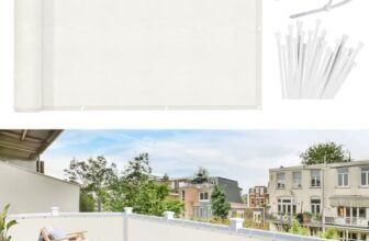 Sunnylaxx Frangivisto Balcone per Protezione 90×700 cm,Schermo Privacy,Recinzione Copertura per Privacy Balcone PES,per Balcone Giardino terrazza,con Occhielli e Fascetta, Crema