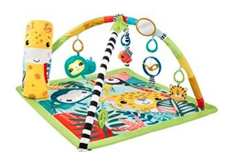 Fisher-Price – Palestrina Sensoriale Cuccioli della Natura 3-in-1, Tappetino per Giocare dalla Nascita Fino ai Primi Passi con 5 Giochi sensoriali, luci, Suoni, Giocattolo per Neonati, HJW08