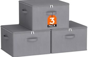Lifewit Scatole Portaoggetti Tessuto 40L Set di 3, Ceste Portaoggetti con Coperchio, Contenitori per Armadio con Cerniera, Scatole per Armadio Salvaspazio per Vestiti 40×40×25cm, Giocattoli, Grigio