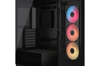 CORSAIR 3500X RS-R ARGB Case PC Mid-Tower Panoramico – 3 Ventole RS120-R ARGB Preinstallate, Compatibile con Fino a 10 Ventole da 120 mm, Scheda Madre con Connessione Inversa Compatibile – Nero