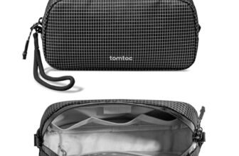 tomtoc T12 New Techpouch UK, Plaid nero., S, Organizer per borse
