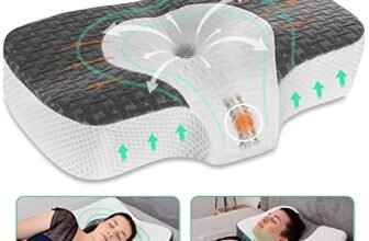 Elviros Cuscino in Memory Foam Ortopedico Cervicale per Dolore al Collo Cuscino Ergonomico per Dolore alla Spalla Cuscino di Sostegno del Collo, Altezza regolabile,53.5 x 37.5 x 10.5/13cm,Grigio scuro