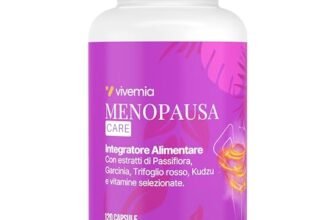 VIVEMIA Integratore Alimentare per il Benessere Femminile in Menopausa con Trifoglio Rosso, Cimicifuga, Agnocasto, Kudzu e Garcinia Cambogia – Vitamine B6, B12 e D3 – 120 Capsule – Made in Italy