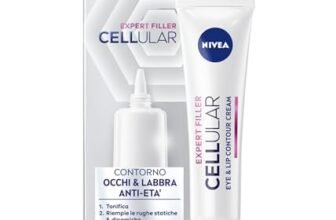 NIVEA CELLULAR EXPERT FILLER Contorno Occhi & Labbra Anti-Età 15ml, Crema contorno occhi e labbra rassodante, Contorno occhi antirughe e filler labbra con Acido Ialuronico e Acido Folico Puro