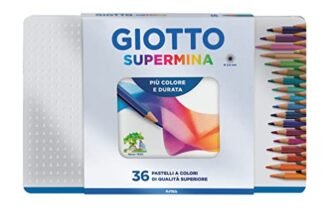 GIOTTO Supermina – Scatola Di Metallo Da 36 Matite A Pastello Colorate, 3.8 mm, Colori Intensi