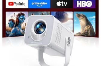 [Android 14|Ottica Corta]Proiettore WIFI6 e Proiettore Portatile Bluetooth 5.4 Two-Way Supporto 1080P 4K Mini Videoproiettore Auto Keystone Rotazione di 270° Per Esterni/Telefoni/HDMI/USB/TV Stick