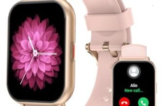 RUIMEN Smartwatch Donna Chiamate Bluetooth Musica Orologio Sportive Contapassi da Polso Cardiofrequenzimetro Saturazione Ossigeno Fitness Tracker Ciclo Mestruale Controllo Sonno per Android iOS Rosa