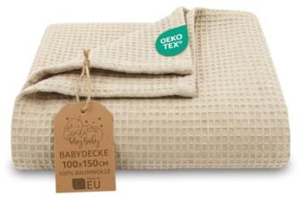 Totsy Baby Coperta neonato cotone a nido d’ape 100×150 cm – Plaid waffle morbido copertina leggera tessuto traspirante telo bambino sottile fasciatura neonati certificazione Oeko-Tex Beige