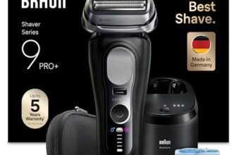 Braun Serie 9 PRO + Rasoio Elettrico Barba, Wet&Dry, 5+1 Lame Di Precisione Ultra Sottili, Regolabarba Uomo, Rasoio Barba, 60 Min Utilizzo, Testina di Ricambio, Stazione SmartCare 6in1, 9660CCPS, Nero
