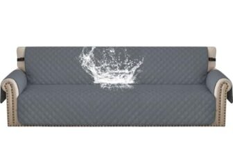 YSTELLAA 100% Impermeabile Copridivano 4 Posti Con Braccioli, Copridivano Antigraffio Gatto Cane, Estivo Copridivani Trapuntato Con Tasche, Salvadivano Antiscivolo Antimacchia, Grigio Scuro