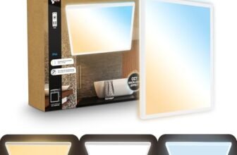 B.K.Licht – Pannello LED piatto con telecomando, dimmerabile, illuminazione indiretta, CCT regolabile da bianco caldo a luce diurna, IP44, plafoniera bagno, cucina, lampada soffito, 42x42x3cm, bianco