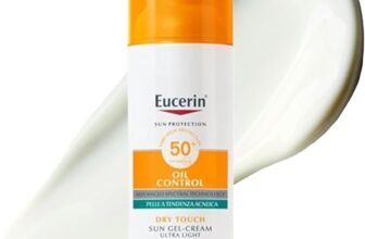Eucerin Oil Control Dry Touch Face Sun Gel-Creme SPF50+ 50 ml, Crema solare viso 50+ opacizzante, Protezione solare viso 50+ senza profumo, Texture ultra leggera per pelle grassa, acneica e sensibile