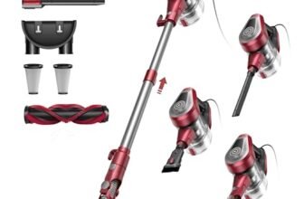 Vexilar Upgrade C8 Aspirapolvere con filo 70KPa, LED 5 in 1 Aspirapolvere Verticale, Anti-groviglio, Cavo 7m, Ultra-leggero,Scopa Elettrica con Filo Potente per Tappeti/Pavimenti/Peli di Animali