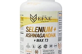 EFNE | Selenio + Ashwagandha KSM-66 + MAX T3 | Tiroide e metalli pesanti | Formula principale 400 mg Ashwagandha KSM-66 + 100 mcg Selenio | 60 capsule | Formula principale brevettata