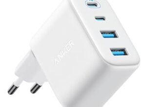 Anker Caricatore USB C 50W,  Adattatore a 4 Porte con Potenza, con 2 USB C e  2 USB A, Design Compatto e Stabile, per iPhone 17 Pro Max/Serie 16-12, MacBook, iPad, Pixel, Galaxy ecc (Cavo excluso)