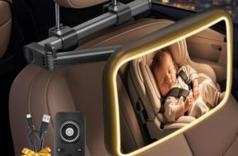 Specchietto Retrovisore Bambini Specchio Auto Bambino con Luce Specchio Retrovisore Bambino 360° Orientabili e Infrangibile Specchio Macchina Neonati Sedile Posteriore Ampio e Chiaro (B)