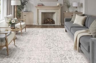 HUGEAR Vintage Tappeto Salotto Grigio Tappeti 240x300cm Soggiorno Antiscivolo Lavabile in Lavatrice Tapette Camera da Letto Sala Ufficio Bambina Bambino Pelo Corto Grande Carpet